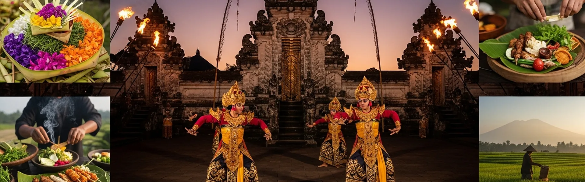 Traditional Balinese dance in ornate gold costumes
