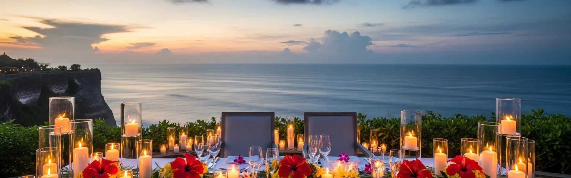 Elegant clifftop dining overlooking Indian Ocean sunset
