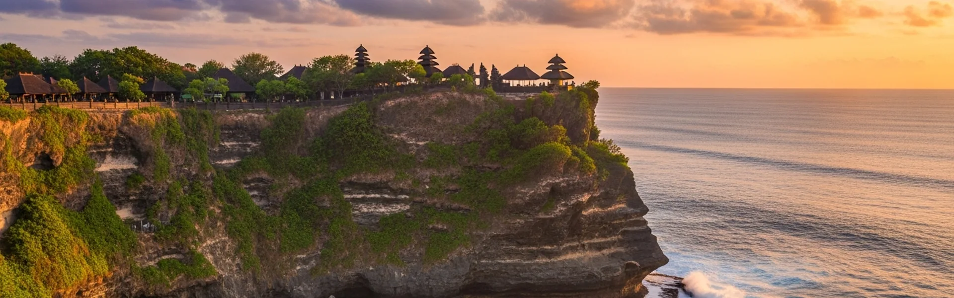 Dramatic Uluwatu clifftop temple perched above Indian Ocean