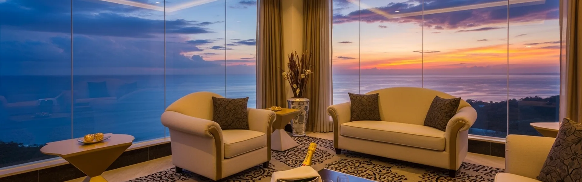 Ultra luxury VIP lounge with ocean views in Bali