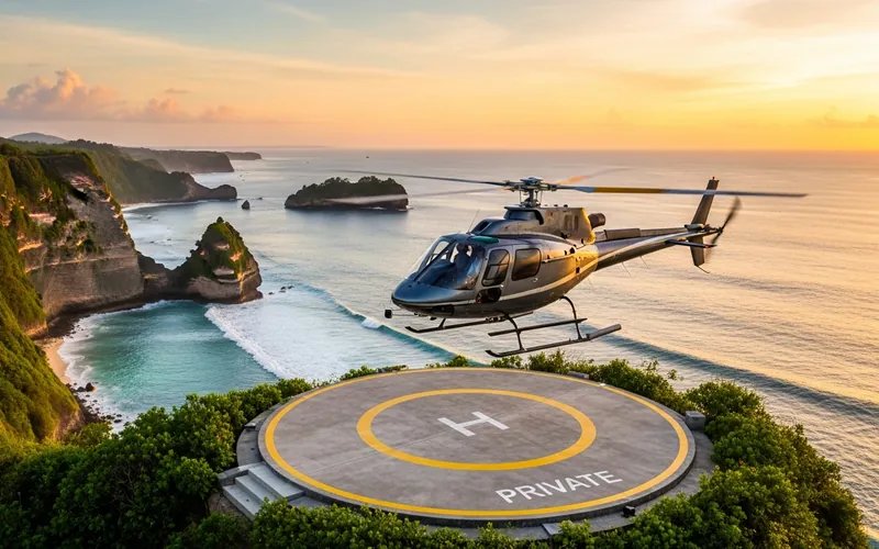 Luxury helicopter experience over dramatic Bali coastline