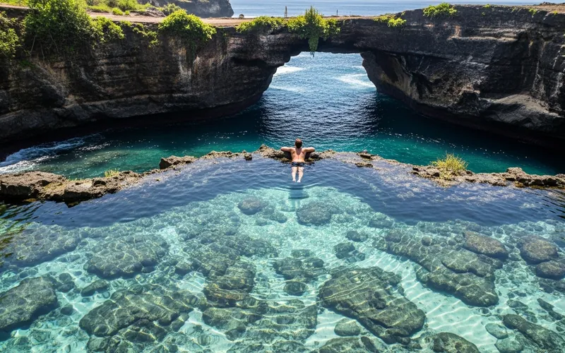 Crystal clear Angel Billabong natural rock pool Nusa Penida