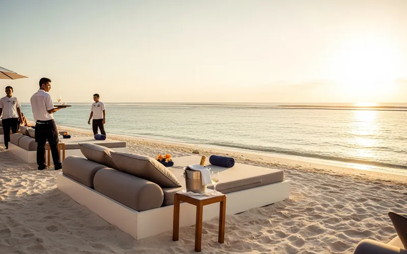 Exclusive VIP daybed with champagne at Bali beach club